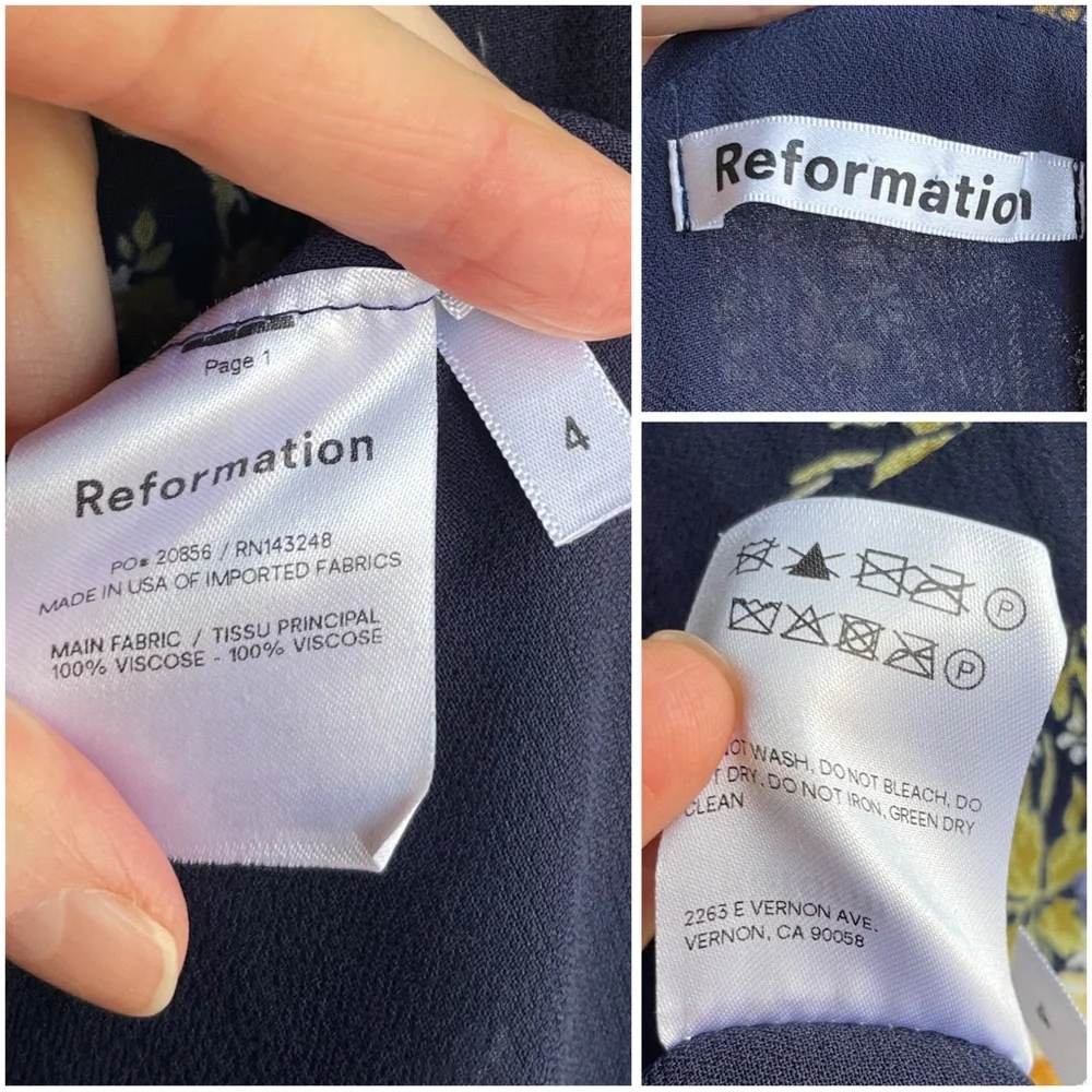 REFORMATION Navy Blue Floral Printed Sleeveless Sweetheart Fulton Midi Dress - Picture 10 of 11